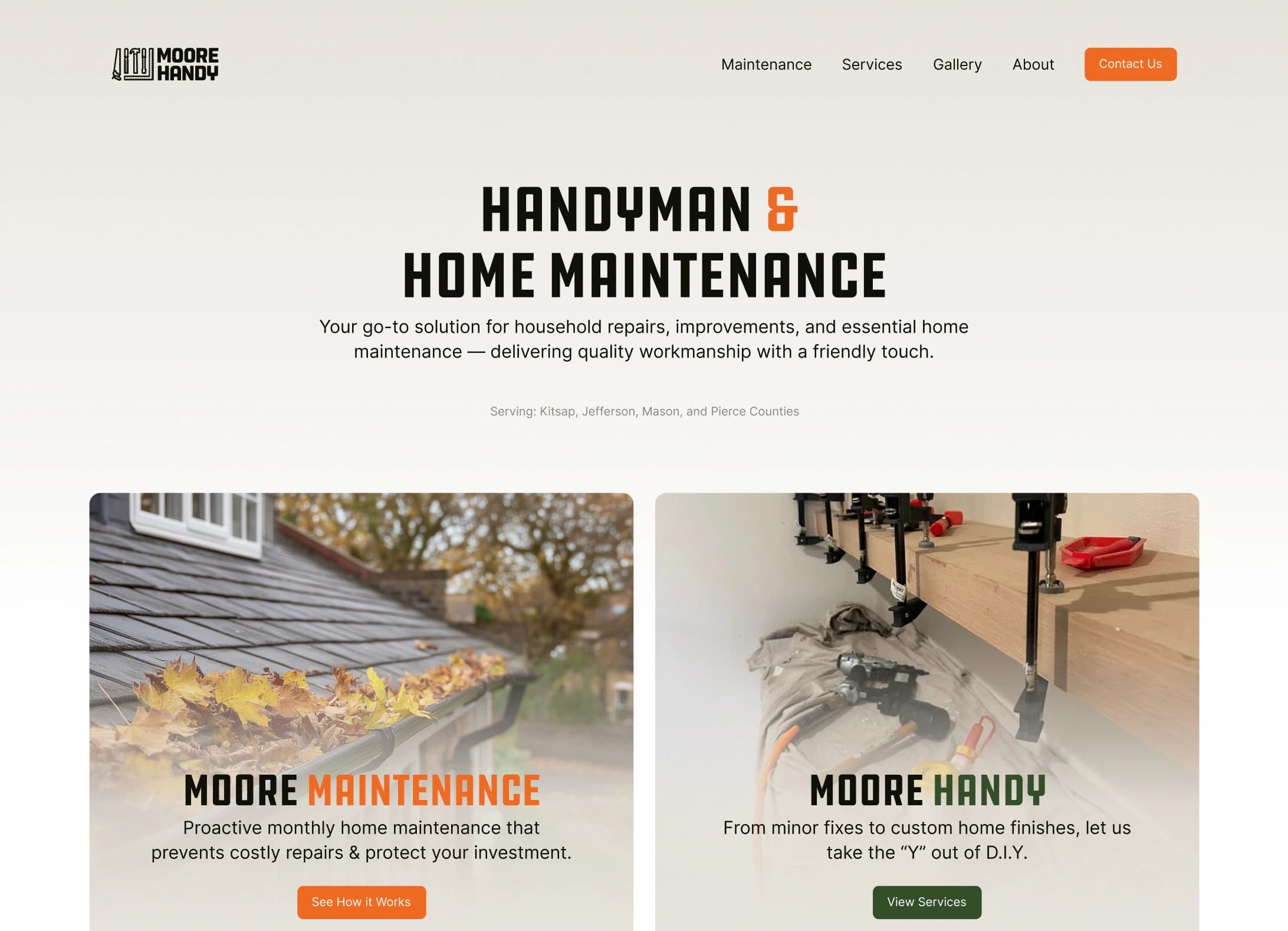 Moore Handy website homepage