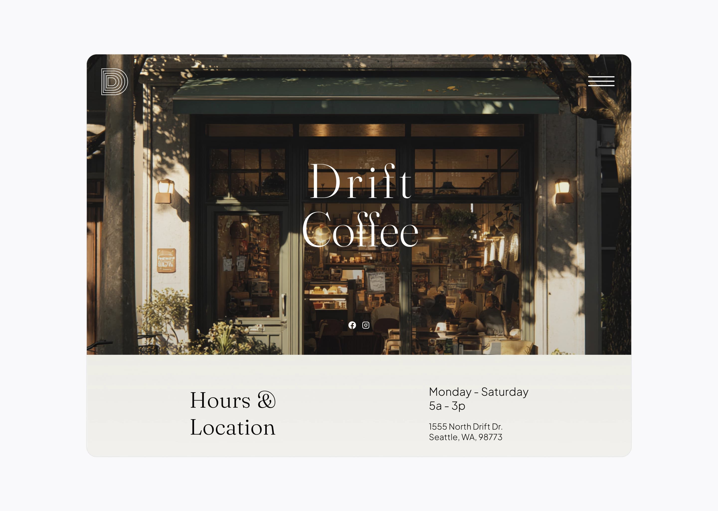 Coffee company website mockup